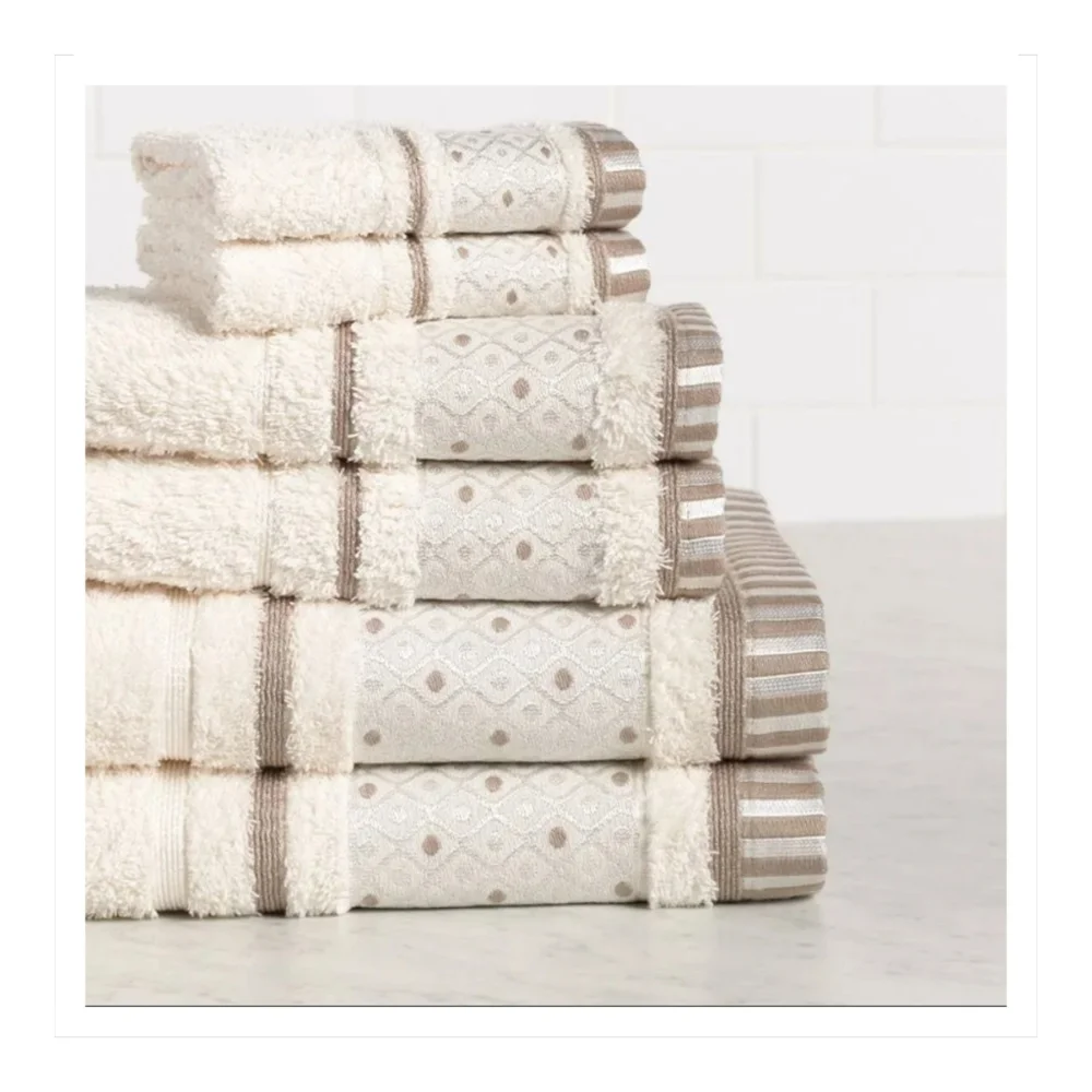 Balio 100% Turkish Cotton Bath Towel 6 Piece Set Creme